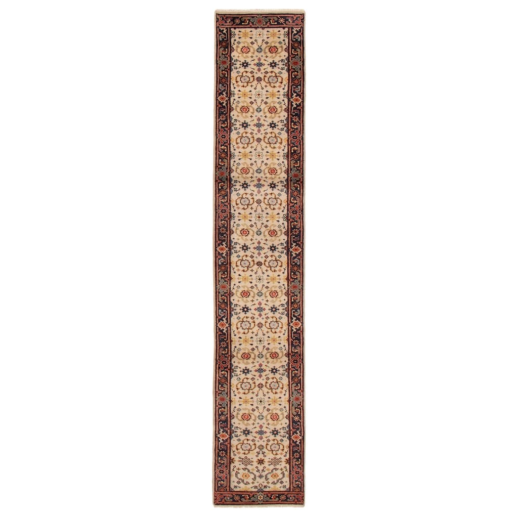 ECARPETGALLERY Hand-knotted Serapi Heritage Ivory Wool Rug - 2'6 x 13'11