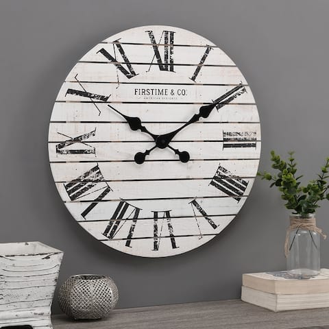 FirsTime & Co. Shiplap Farmhouse Wall Clock, Wood, 18 x 2 x 18 in, American Designed