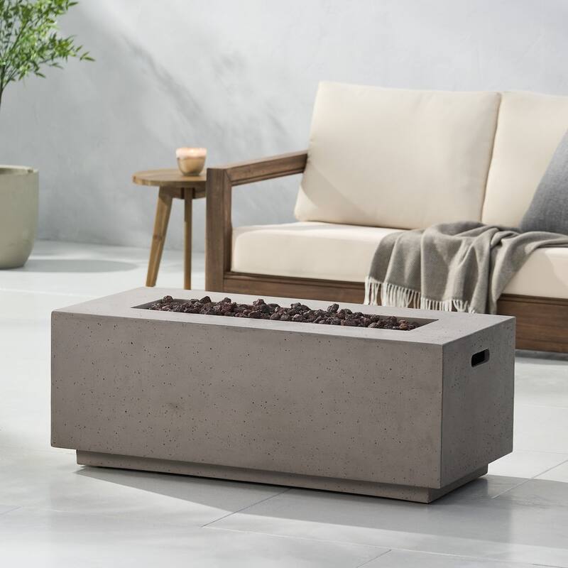 19 in. W x 40.25 in. L x 15 in. H Concrete Rectangle Propane Gas Burning Outdoor Fire Pit
