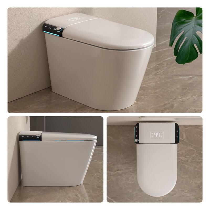 1-Piece 1.28 GPF Auto Single Flush Elongated Bidet Toilet Smart Toilet in White