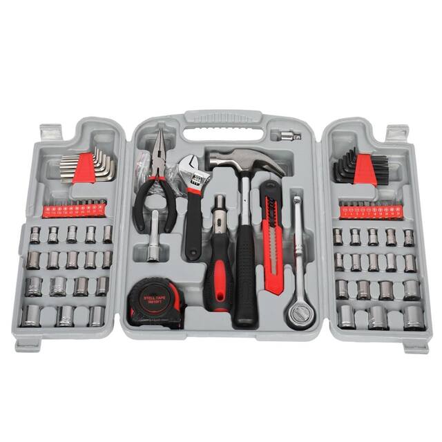 186 PCS Household Hand Tool Kit, Common Repair Tool Set - Grey