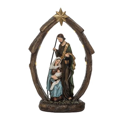 Transpac Resin 11.5 in. Multicolor Christmas Light Up Nativity Decor