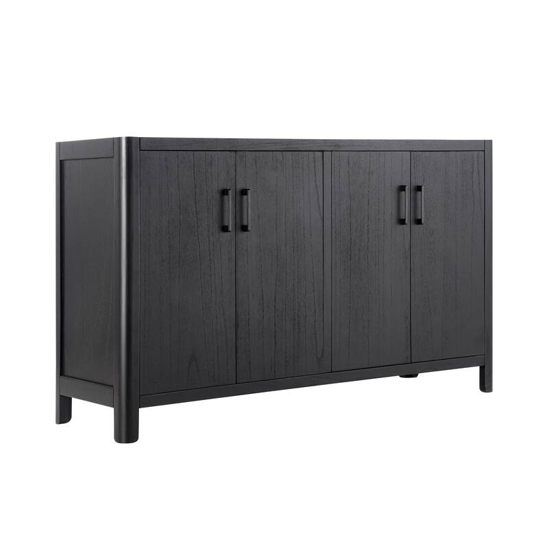 Rustic Storage Cabinet with Wood Legs, Buffet with Soft-Close Doors, Large Storage Entryway Accent Cabinet