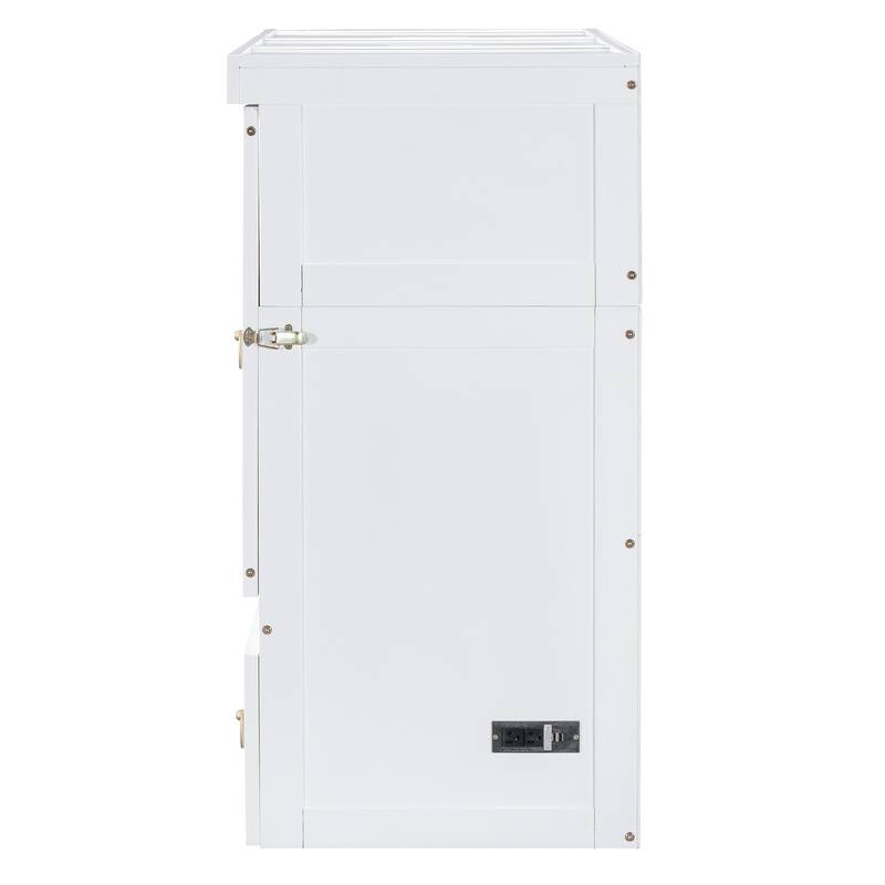 Space-Saving Full/Queen Murphy Bed with USB Charging Port, Storage Drawer, and Pine Wood Frame