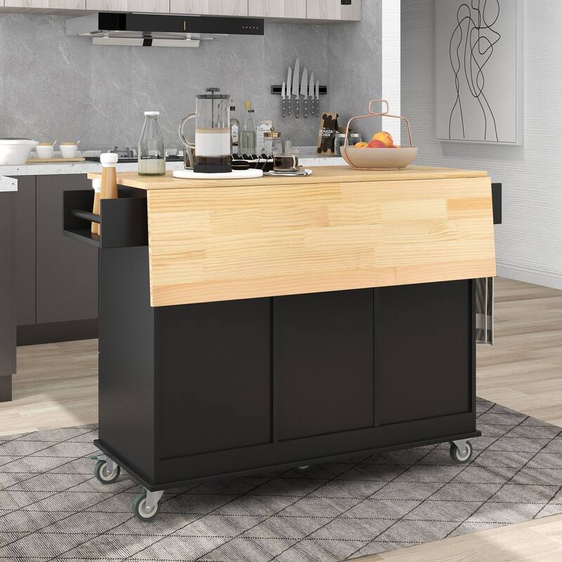 Multifunctional Kitchen Cart with Spice Rack and Adjustable Shelves