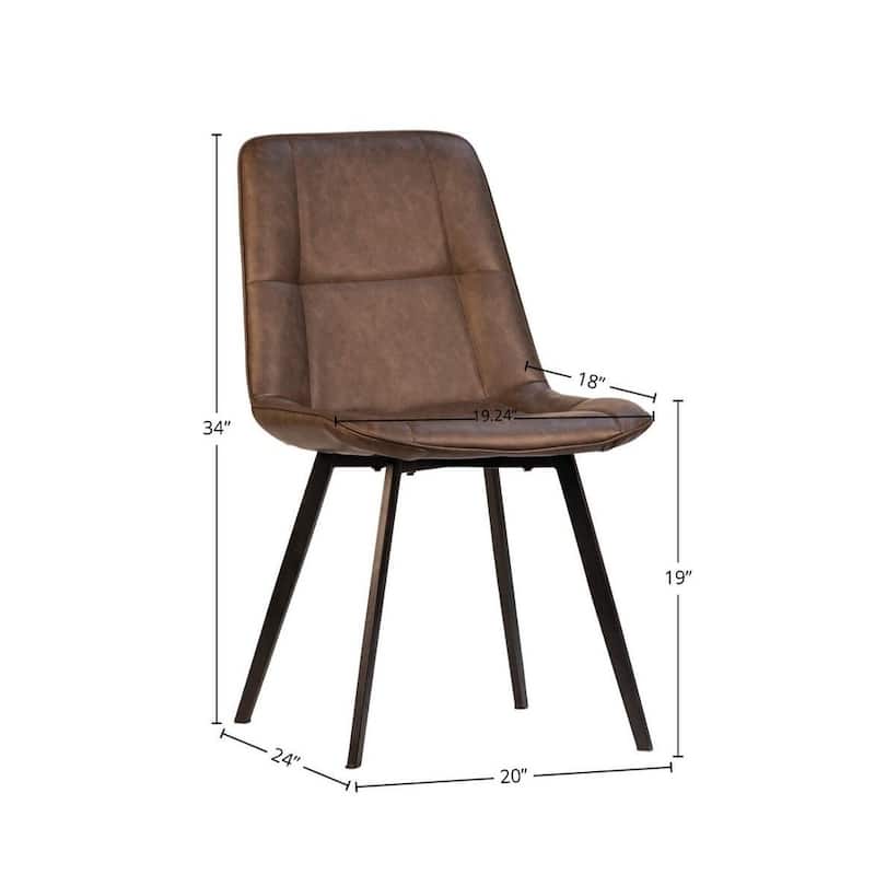 Ridgeway PU Leather Upholstered Dining Chair, Brown (Set of 2)