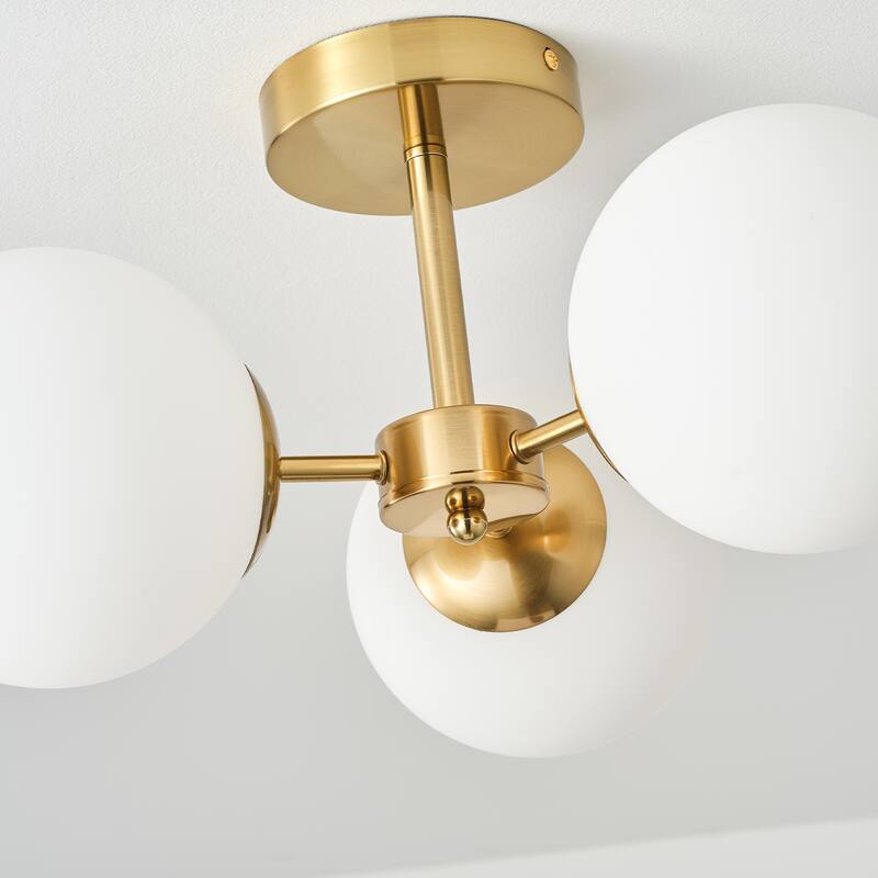 Starsky 3-Light Sputnik Modern White Bubble Glass Globe Semi Flush Mount