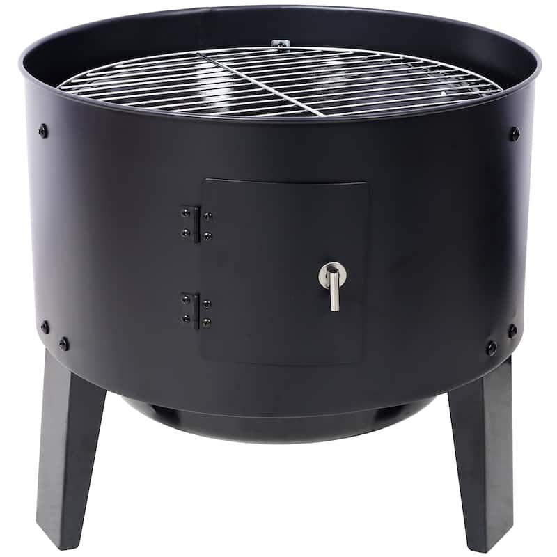 Charcoal Smoker Grill Wood Smoker Grills Outdoor Cooking 16 Inch Vertical Smoker Portable BBQ Grill for Camping, Black