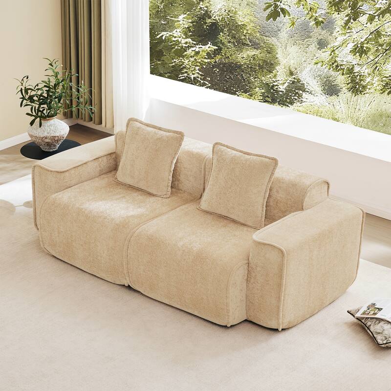 GDFStudio - Harrison Velvet Modular 2-Seater 78.74" Boneless Loveseat Sofa