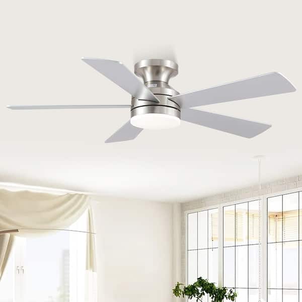 slide 2 of 11, Kviflon 46" Low Profile Ceiling Fan with Light and Remote 3 Color Temperature Dimmiable LED,Powerful Airflow,DC Motor Nickle