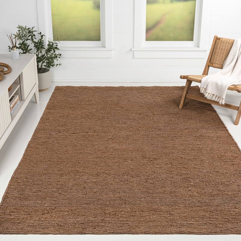 JONATHAN Y Griffin Rustic Farmhouse Woven Jute Solid Area Rug - Brown - 4 X 6