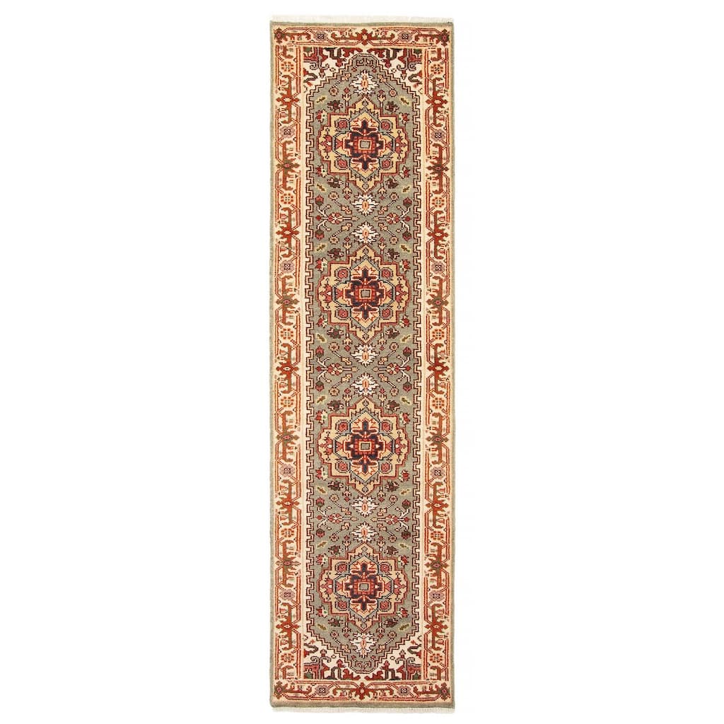 ECARPETGALLERY Hand-knotted Serapi Heritage Teal Wool Rug - 2'5 x 9'9