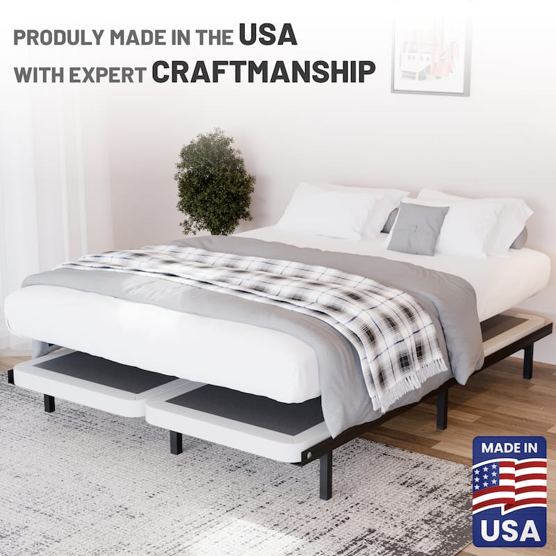 Box Spring Bed Base, 2" Wood Foundation, Quiet Noise Free, 2-Pieces Under Mattress-Support Box Spring, Fully Assembled, White