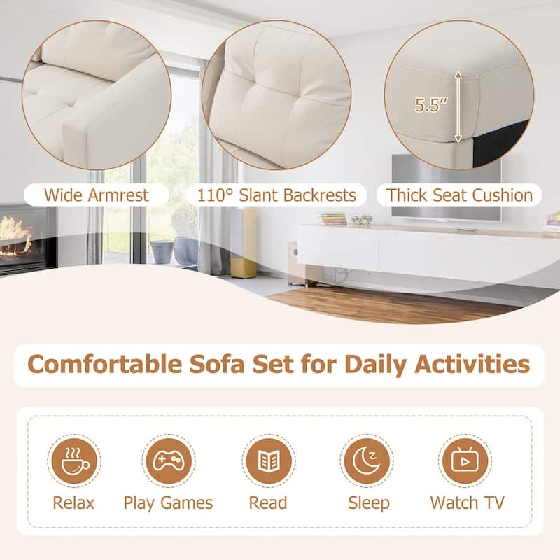 Gymax L-shaped Sectional Corner Sofa Set Living Room Furniture w/