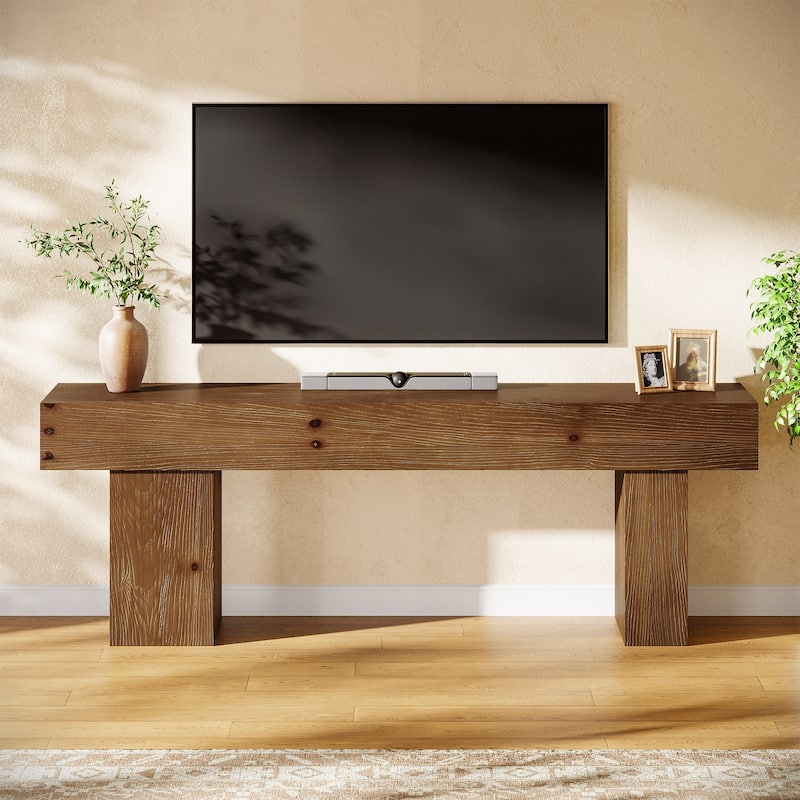 Solid Wood TV Stand for 55/60/65/75 Inch TVs, Entertainment Center Media Console Table for Living Room Bedroom
