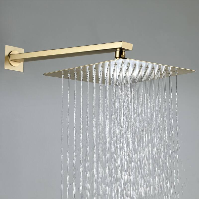 2 Functions Black/Gold Shower System with 10'' Rotatable Shower head and High-pressure Handheld