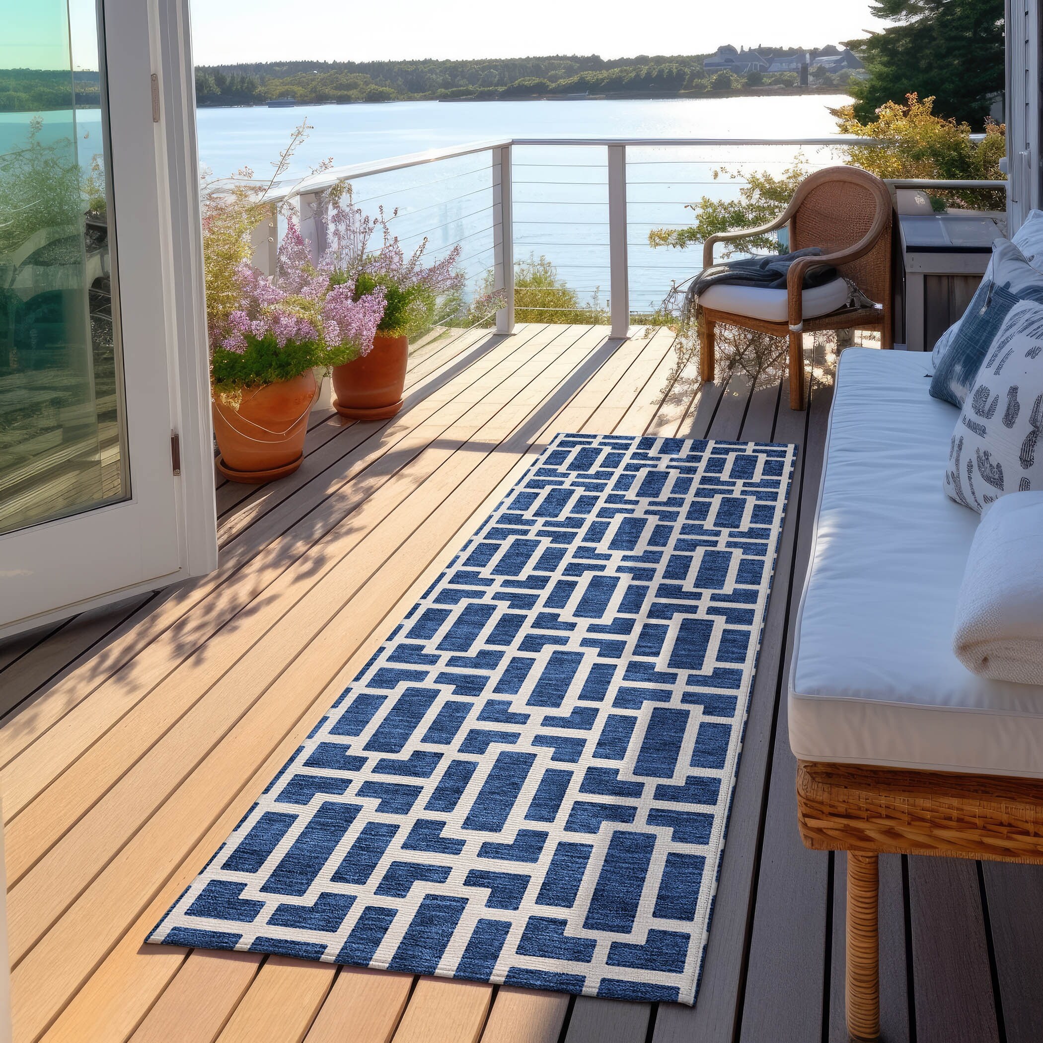 Machine Washable Indoor/ Outdoor Chantille Contemporary Geo Rug