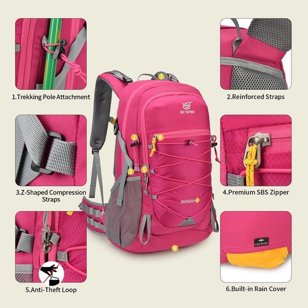 Hiking Backpack for Men Women, 35L Travel Backpack Waterproof Camping  Backpack Outdoor Lightweight Daypack(Rosered) - Bed Bath & Beyond - 40365664