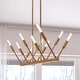 preview thumbnail 1 of 9, Warwick 10L Brass Contemporary Linear Chandelier Island Pendant Light Fixture - 32.25-in W x 16.25-in H x 8-in D Natural Brass - 32.25-in W x 16.25-in H x 8-in D