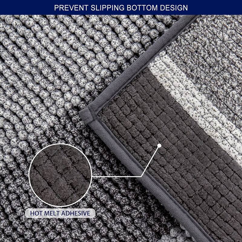 Subrtex Rugs Chenille Gradient Stripe Pattern Soft Plush Bath Rug Shower Water Absorbent Mat