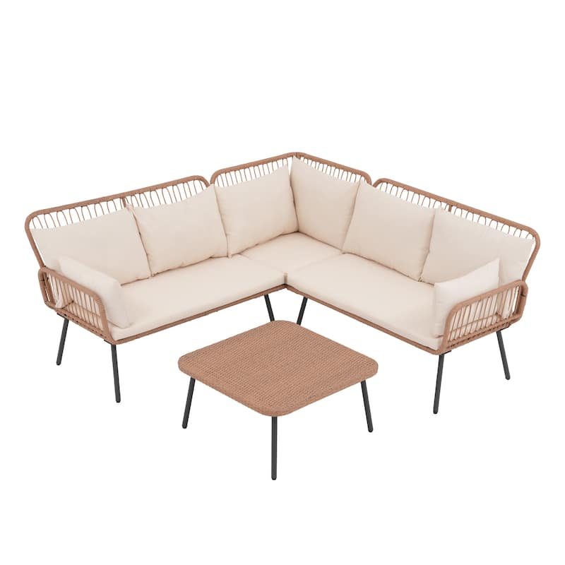 Outdoor Patio Furniture L-Shaped Sectional Sofa Set