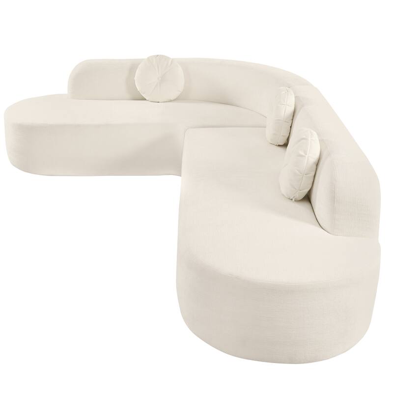 Oversized Curved Sectional Sofa with 3 Round Cushions, High-Resilience Foam Cloud Couch, L-Shaped Comfy 4 Seater Floor Sofa