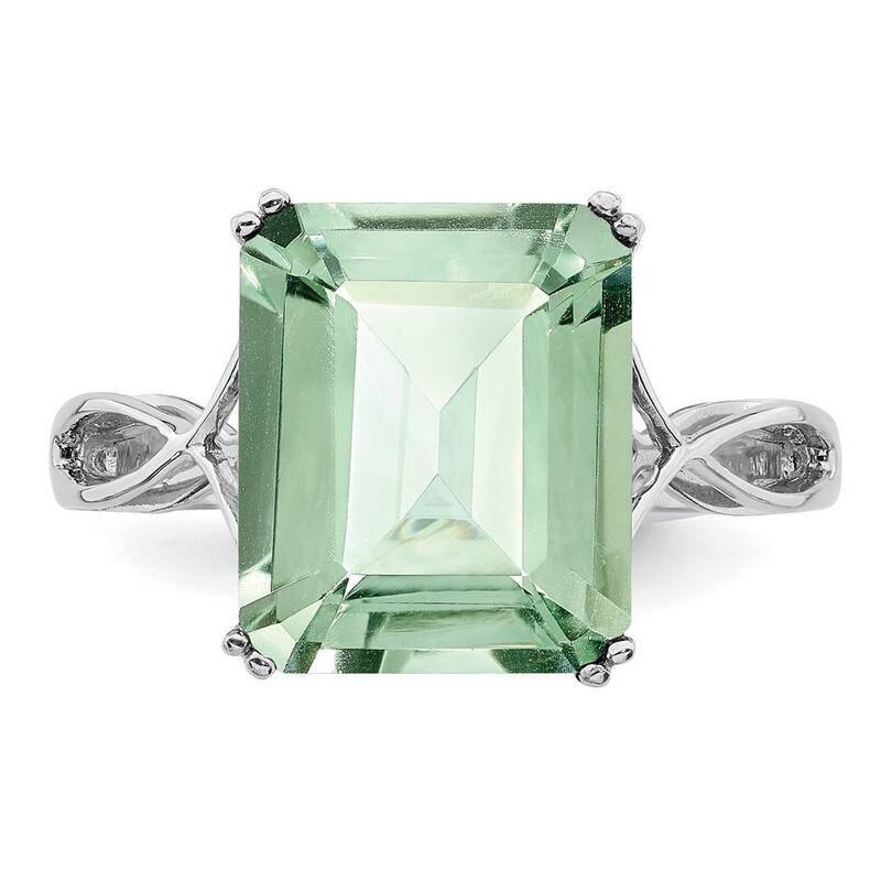 Curata 925 Sterling Silver Polished Green Quartz Ring