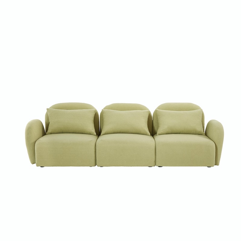 Teddy Fabric Three-Seat Lazy Sofa for Living Room