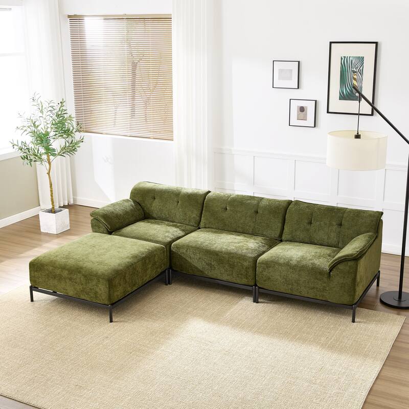 Upholstered Modular Sectional Sofa - Green - Reversible