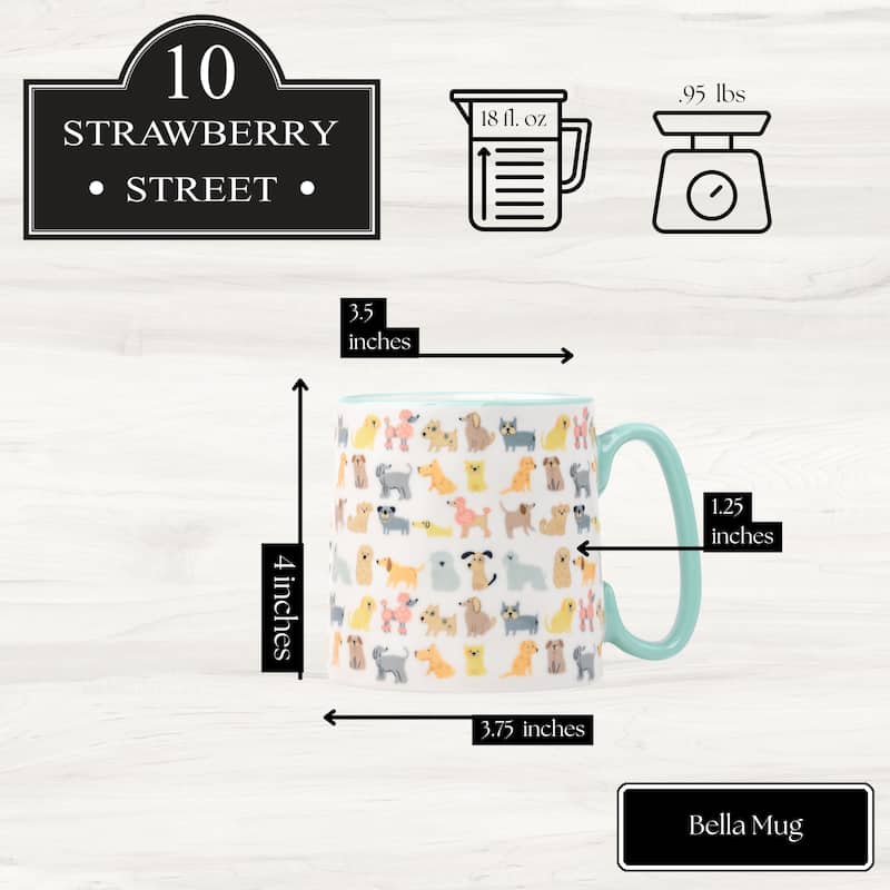 10 Strawberry Street Bella Animal Mugs, Set of 4