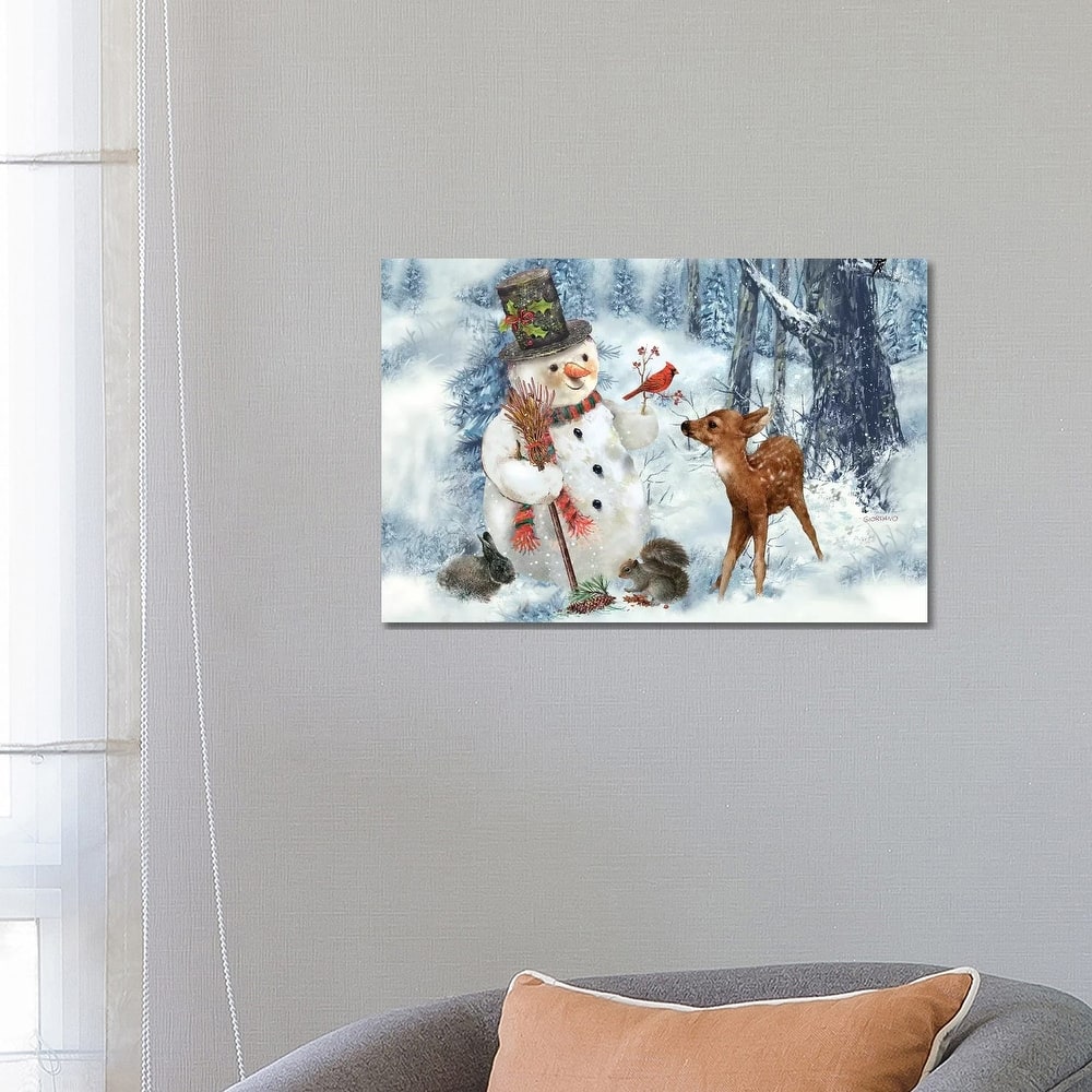 iCanvas "Woodland Snowman" by Giordano Studios Canvas Print