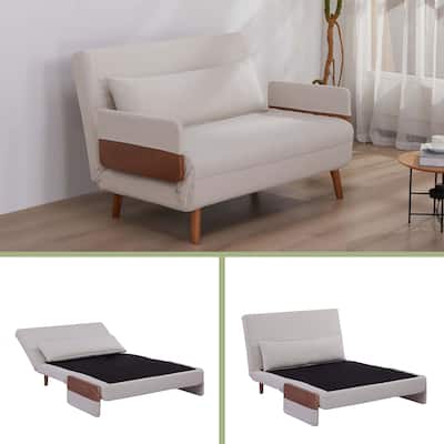 GDFStudio - Thorne 45.7" Cotton-Linen Convertible Sofa Bed with 3-Position Adjustable Backrest