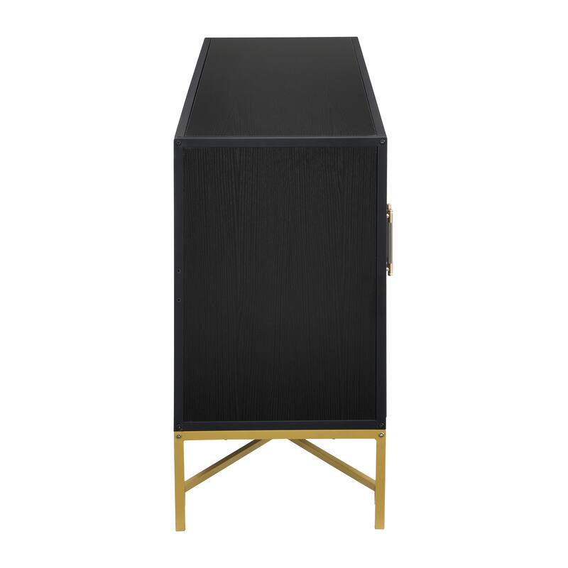 Modern Four-Door Sideboard with Metal Frame and Cross-Leg Base, Ideal for Living Room or Study