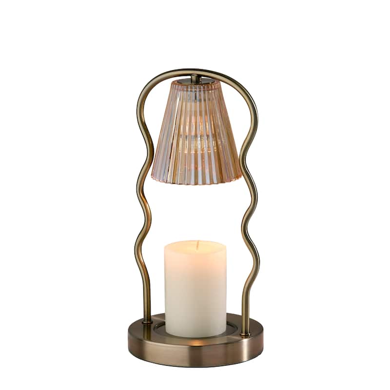 Chiara Candlewarmer Lamp with Timer - Dimmable Wax Melt Heater, 3 Lighting Modes & Auto Shutoff - Ribbed Glass