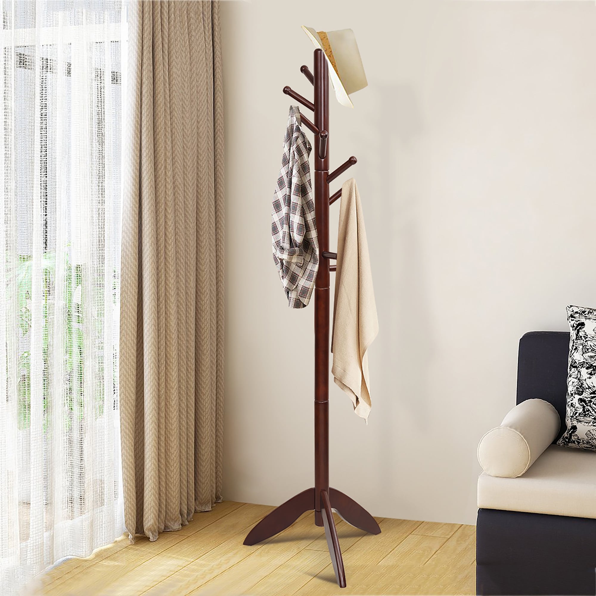 Wood Tree Coat Rack Freestanding Coat Stand with 11 Hooks Stable Base - On  Sale - Bed Bath & Beyond - 36308530