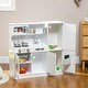 preview thumbnail 9 of 7, Qaba Play Kitchen, Pretend Kids Kitchen Playset with Play Phone, Chalkboard, Towel Rack, Ice Maker, Storage Space & Microwave