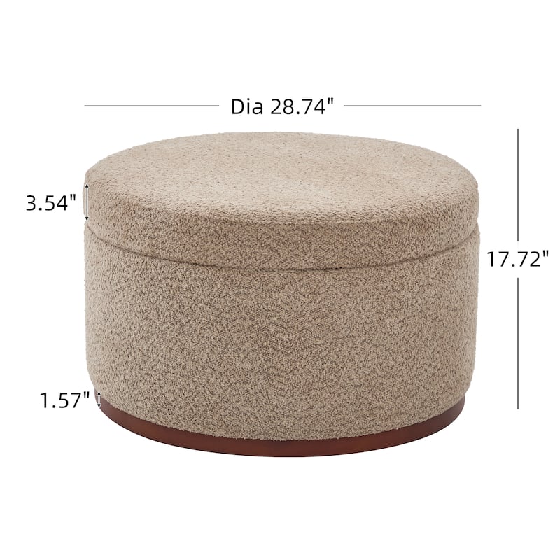 Christopher Knight Home - Rowan Modern Round Upholstered Storage Ottoman with Wood Base