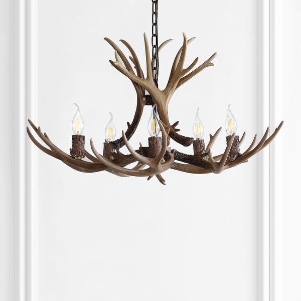 Apollo Adjustable Resin Antler 5 Light LED Chandelier by JONATHAN Y 30