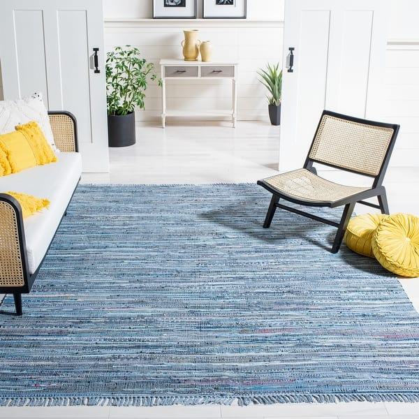 slide 2 of 84, SAFAVIEH Handmade Rag Rug Bookem Casual Stripe Cotton Rug with Fringe