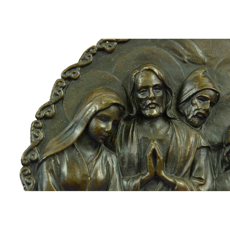 Bronze Sculpture Manger Scene With Mary Joseph And 3 Wise Men Wall Plaque Decor