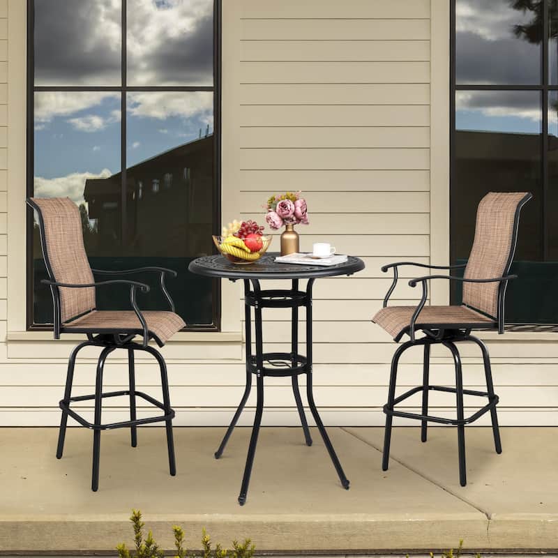 32" Bronze Aluminum Powder Coated Round Bar Table with 4 Legs Suitable for Indoor or Outdoor - 31.89”L x 31.89”W x 40.94"H