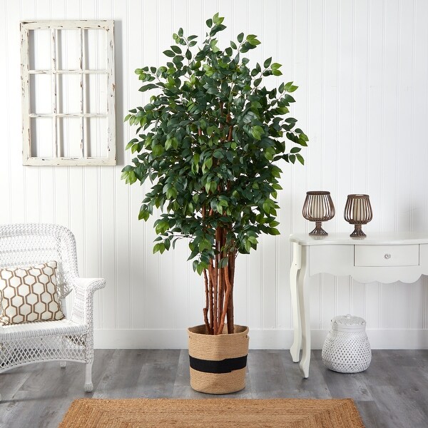 7' Sakaki Artificial Tree in Handmade Natural Cotton Planter - 84