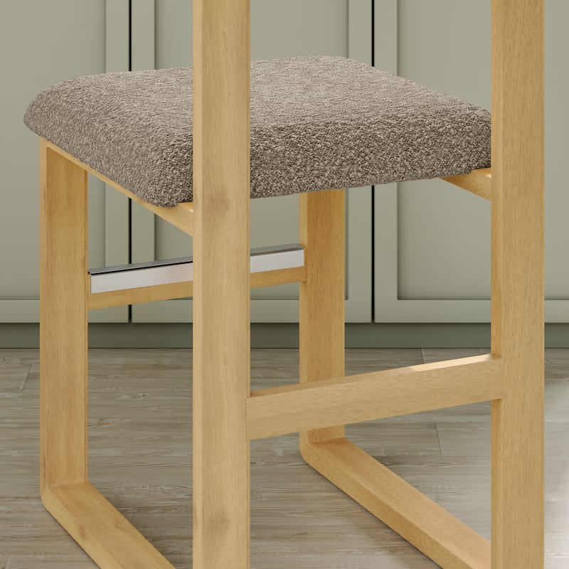 Corvus Caen Teddy Fabric Bar Stools with Wood Legs (Set of 2)