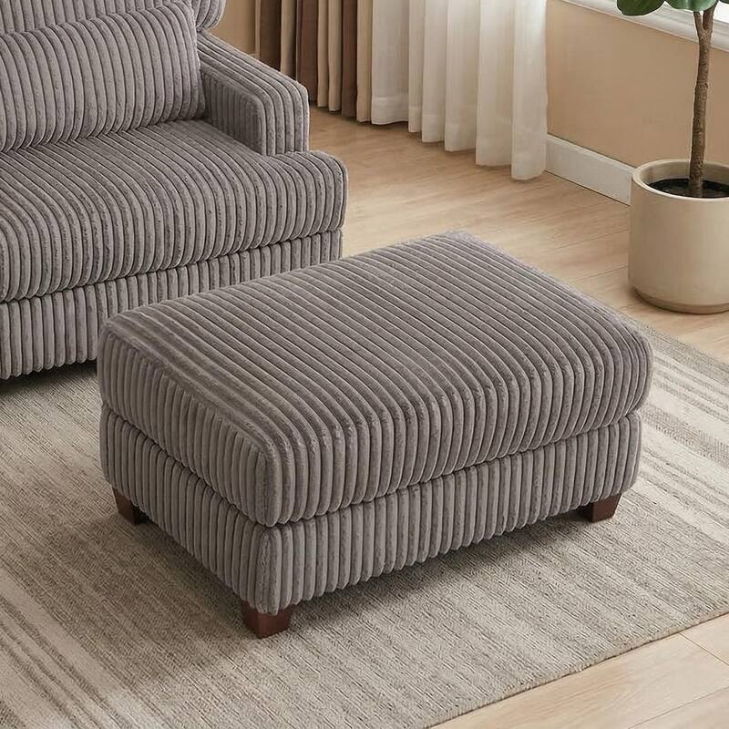 36" Wide Oversized Upholstered Chaise Lounge Accent Chair with Ottoman - Ottoman - Dark Camel