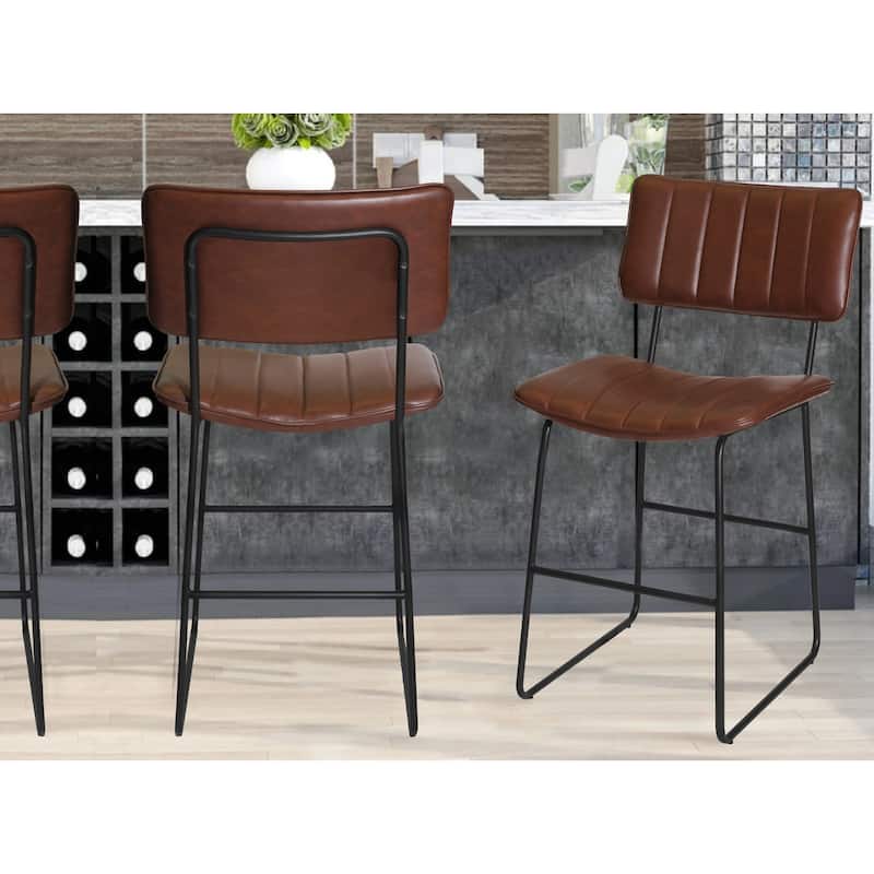 Steve Silver Tallon Metal and Faux Leather Counter Stool