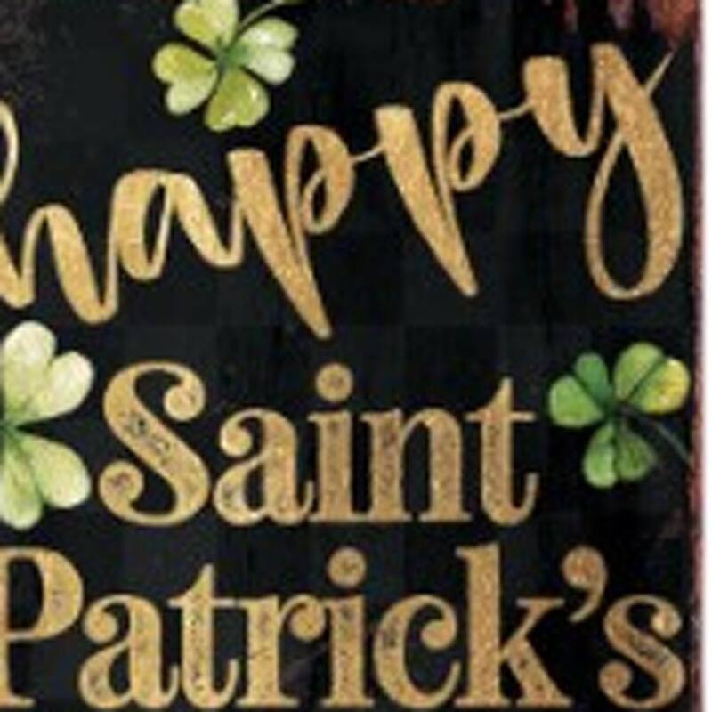 HomeRoots 36" Black Gold And Green Solid Wood Happy St Patrick's Day Shamrock Porch Sign