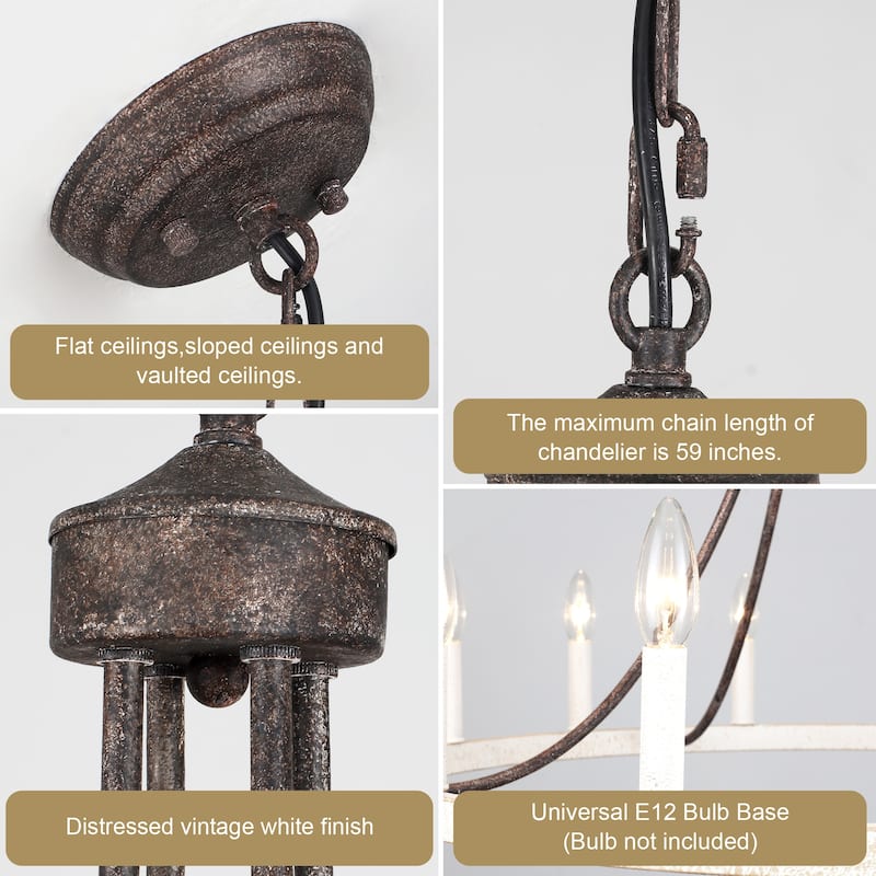 12-Light 26.77-inch Vintage Rustic Wagon Wheel Chandelier for Kitchen