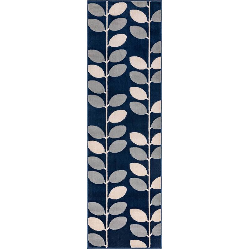 Well Woven Barclay Belinay Botanical Abstract Pattern Floral Area Rug - 2' 3" x 7' 3" - Blue - Runner