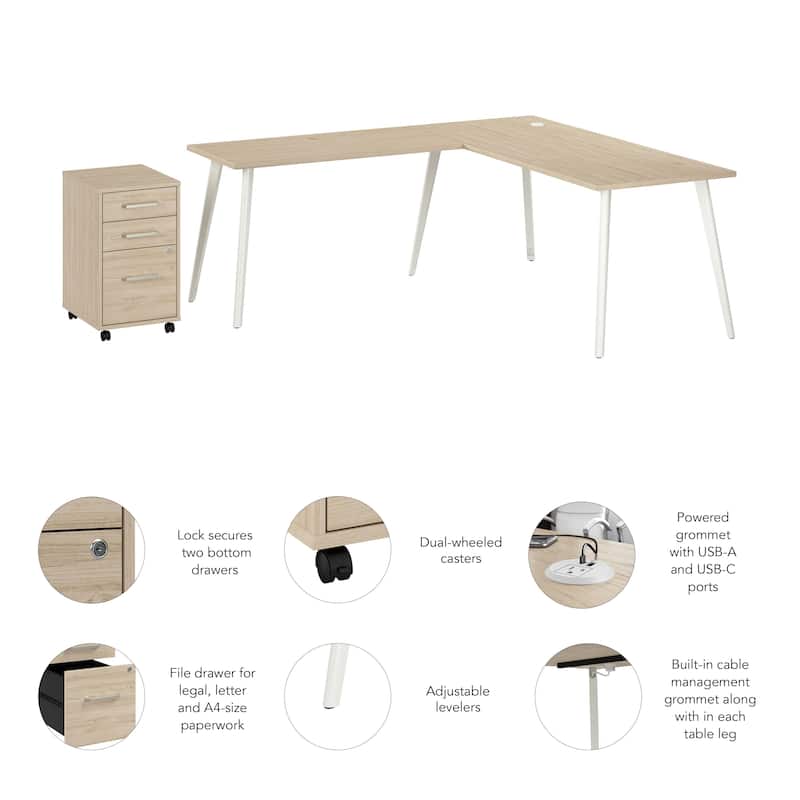 Bush Business Furniture Vista 72W L Shaped Desk with Mobile Cabinet