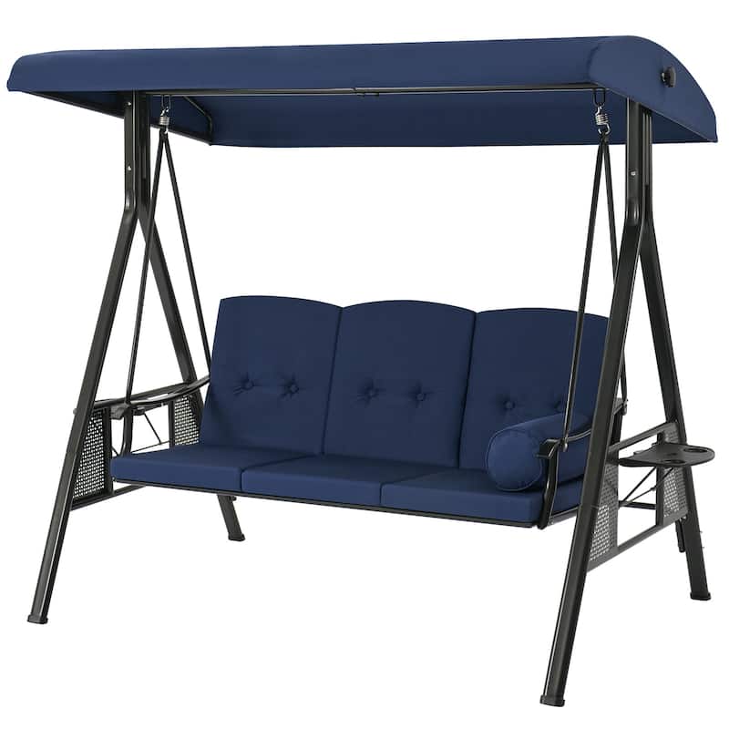 AECOJOY 3-Seat Porch Swing Chair, Patio Swing Chair w/ Cushions